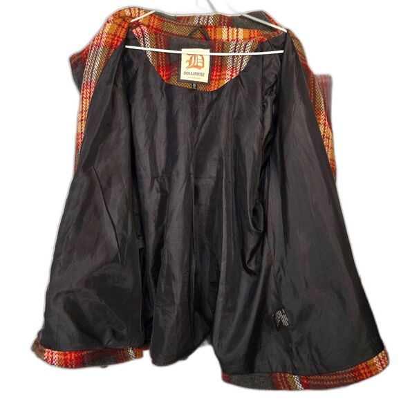 Dollhouse Orange Plaid Pea Coat with Hood 2X - Picture 5 of 10